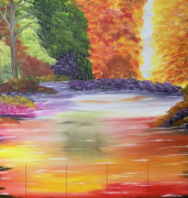 Colorful lake in the forest 3D 80 x 120 cm