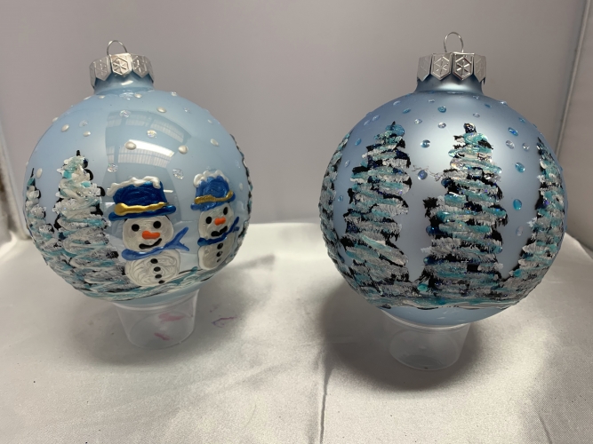 Kerstballen met sneeuwpoppen
