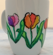Hand beschilderde beker tulpen