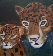 Moeder en baby jaguar